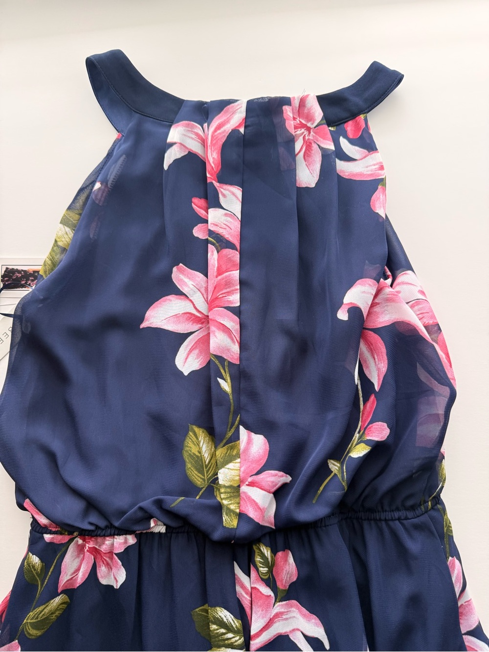 Robbie Bee Navy Maxi Dress with Pink Floral Print - Picture 8 of 12
